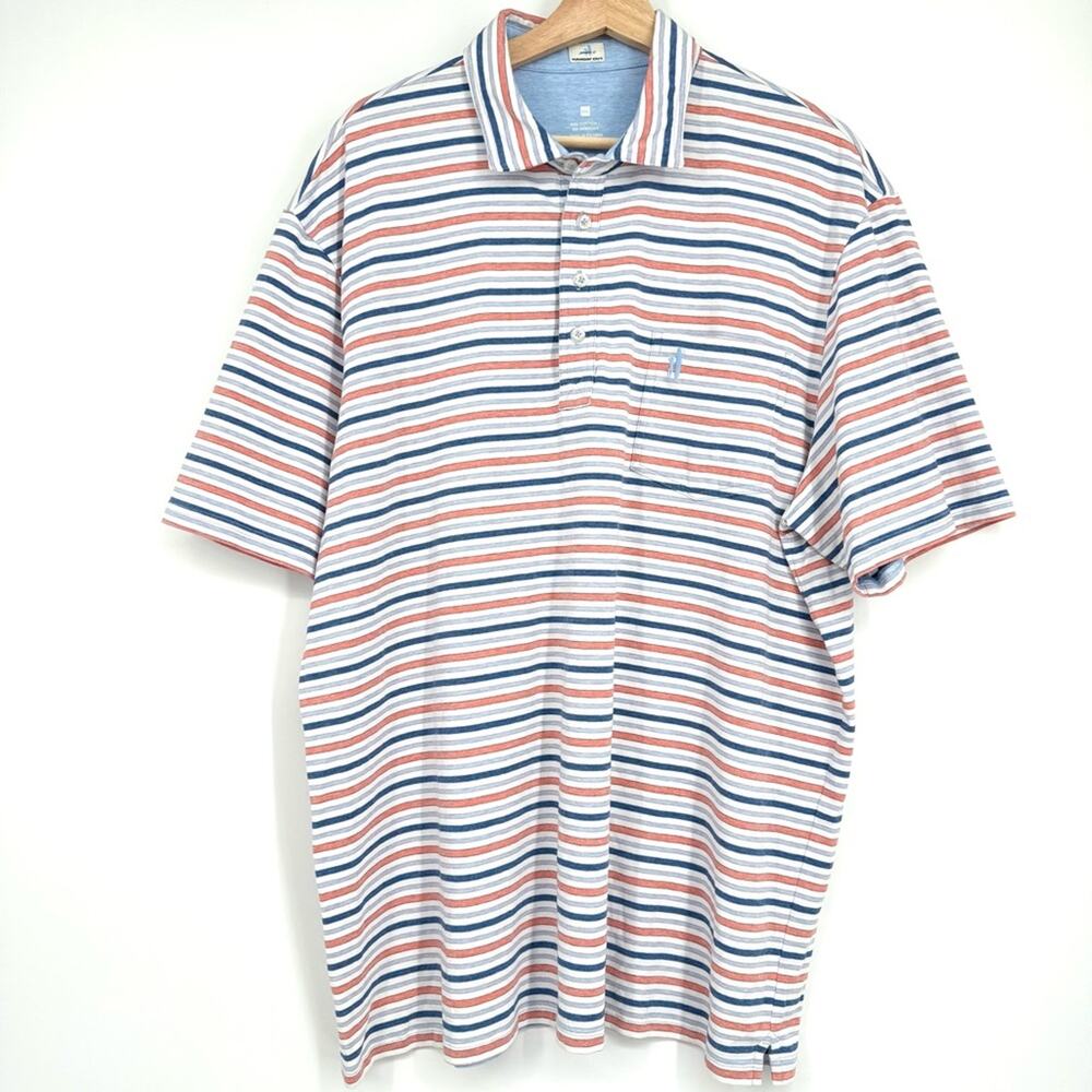 Johnnie-O Men's Hangin' Out Bale Striped‎ Pocket Polo Short Sleeve Shirt XXL